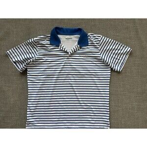 Columbia PFG Omni Shade Large Men’s Blue And White Stripe Fishing Polo Shirt